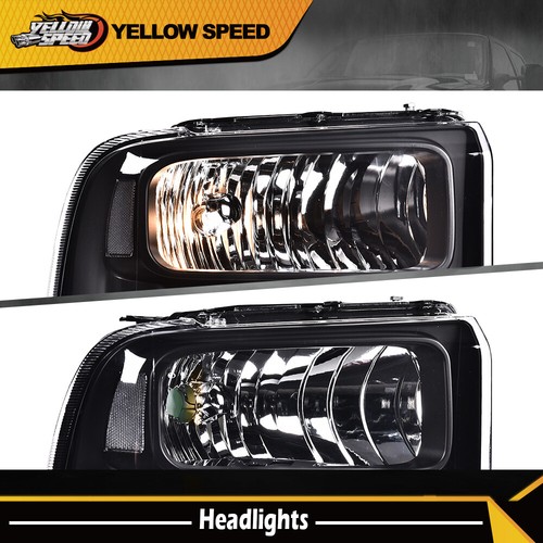 Fit For 99-04 Ford Super Duty Excursion Black Headlights Conversion Kit W/ Bulb - Picture 10 of 12