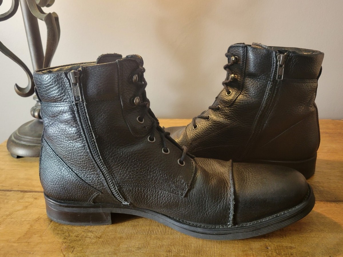 Alfani Lion Black Leather Cap Toe Dress Biker Boots Moto 