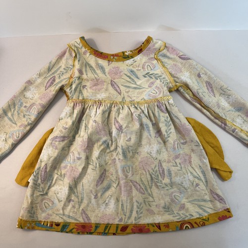 Wonder Nation Baby Girls Dress 12 Months Rainbows Flowers Gold With Pockets - Picture 6 of 7
