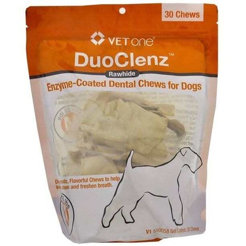 DuoClenz Rawhide, EnzymeCoated Dental Chews for Dogs, Medium (30 ct