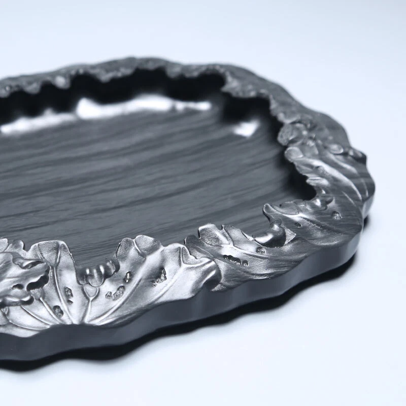 Tinta China 8.7" Piedra Natural Original Tallada a Mano Hoja de Loto Tinta Tinta Foto 3 de 4