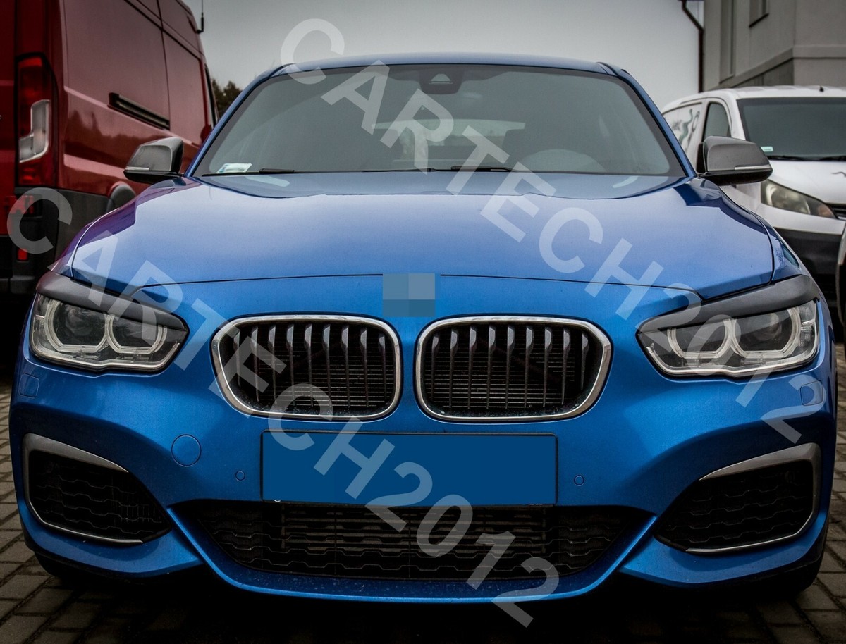 SHIHAR Für BMW 1er F20 F21 2015-2019, Autoscheinwerfer Wimpern Augenbrauen Aufkleber Trim Augenlider Deckel, Scheinwerferblenden Schutz und Dekoration,Gloss Black