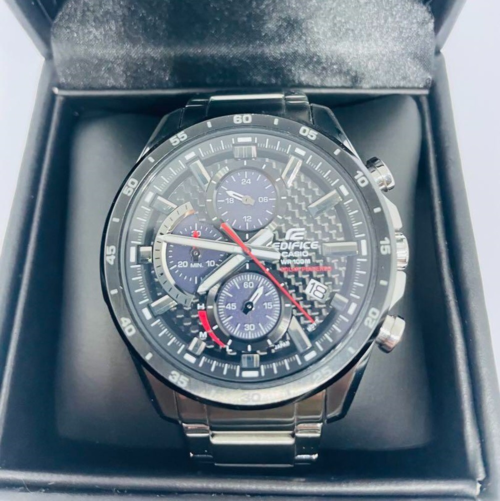 Casio EQS-900DB-1A Edifice Chronograph Mens Watch Black Silver | eBay