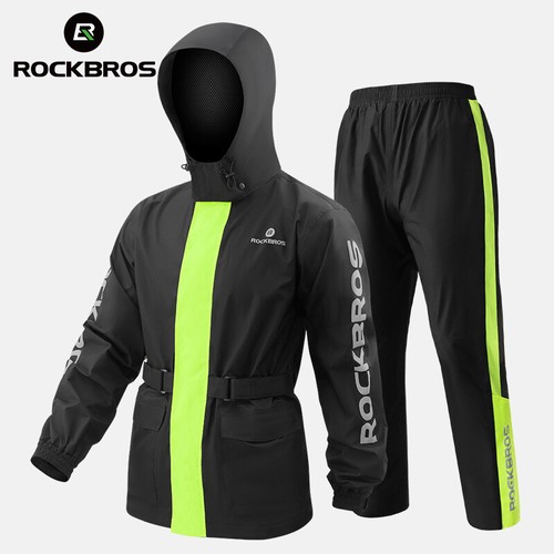 ROCKBROS Bicycle Cycling Raincoat Reflective Jacket Pants Set Storage Backpack - Picture 1 of 19