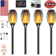 Dancing Flame Solar Lights - 4 Pack Waterproof for Festive Outdoor Events