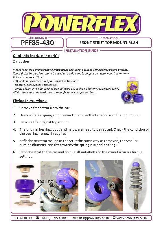 Powerflex Black Anteriore Supporto Montante Superiore Spazzole Per VW Bora 4WD - Immagine 3 di 4