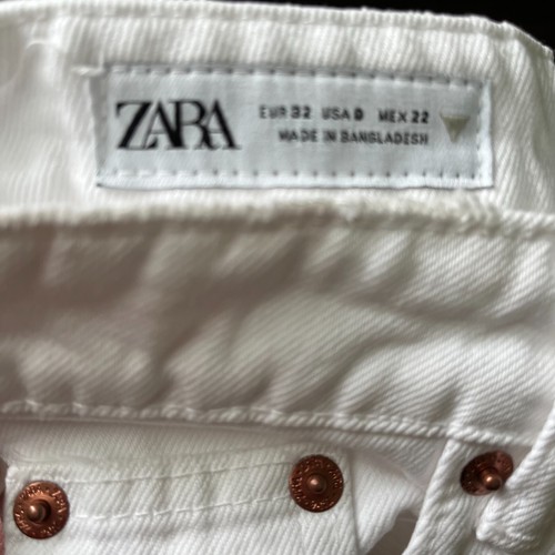 ZARA White Denim Shorts TRF Mid Rise Sz 0 (25) NWT Summer Casual Beach Classic - Picture 5 of 11