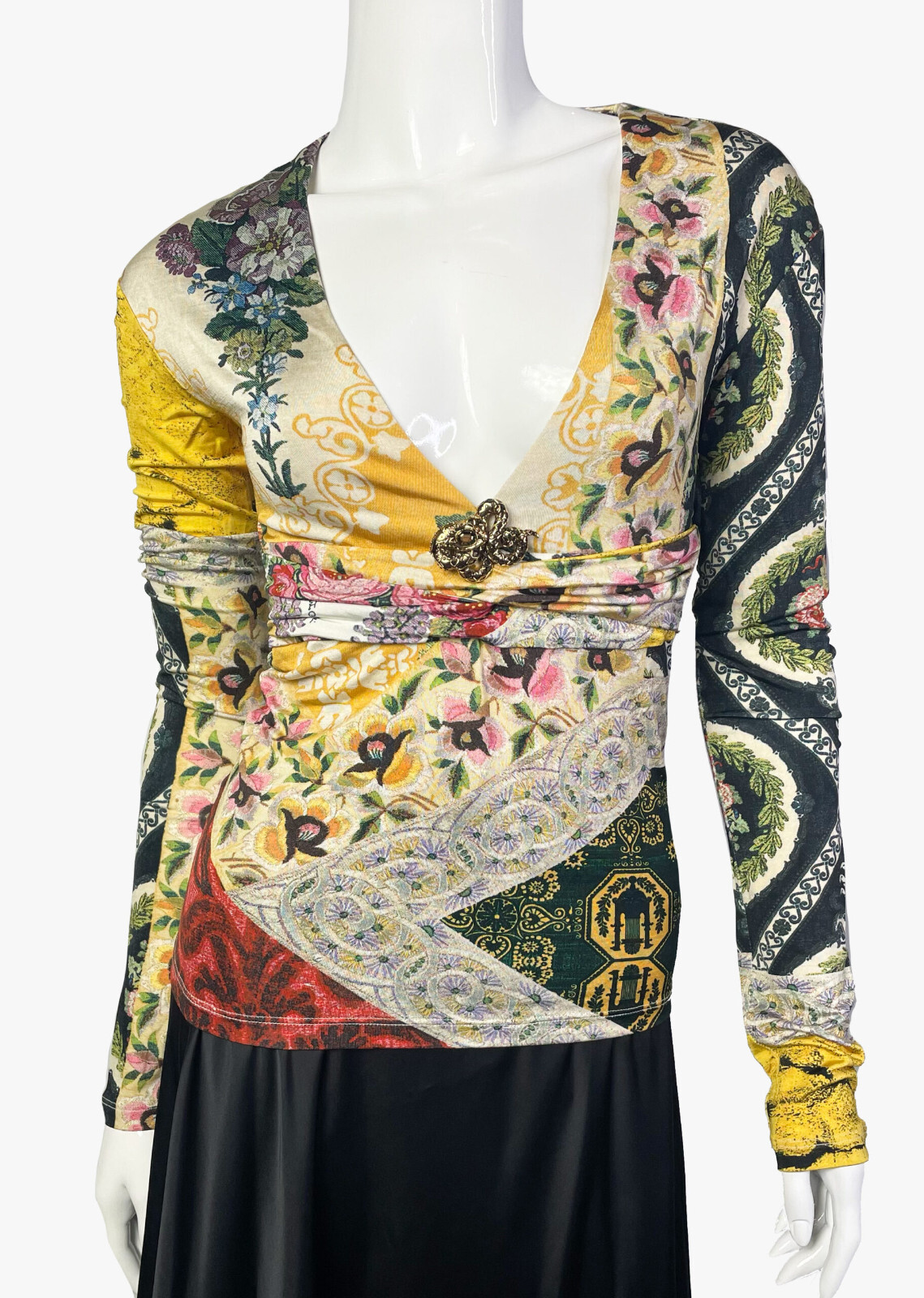 Roberto Cavalli patchwork print longsleeve runway… - image 1