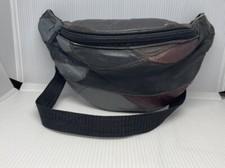 Vintage 1980-1990  s Fanny Pack Waist Bag Genuine Patchwork Leather 2 pockets 9x6