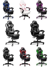 ELECWISH Gaming Chair Leather PU Office Chair Recliner Swivel Seat with Footrest