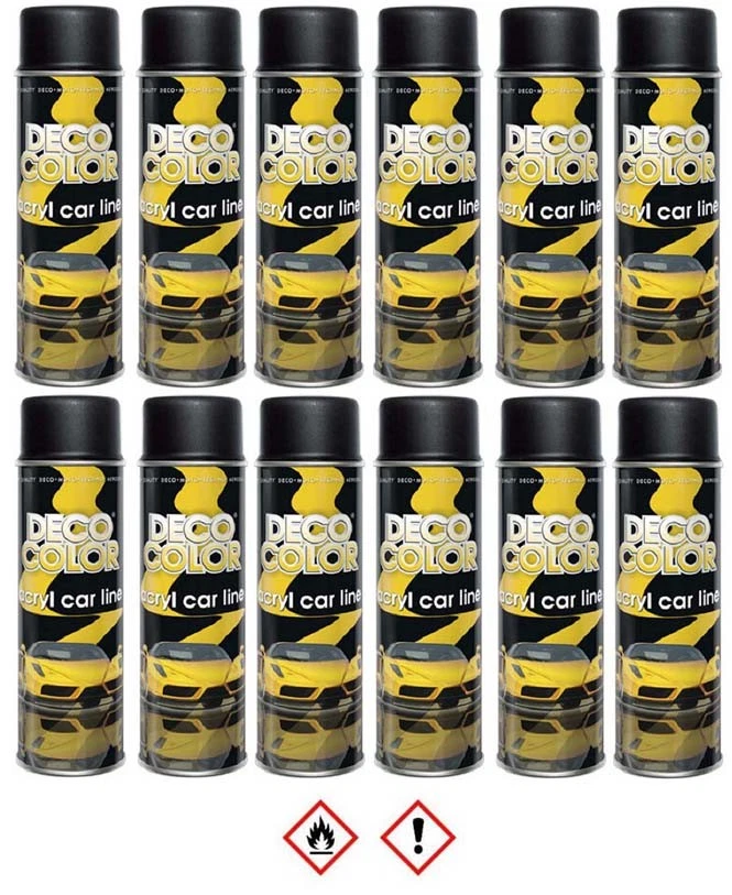 12er Sparpack 500ml 1K ACRYL SCHWARZ MATT Lackspray Sprühdose Lack Spray Farbe