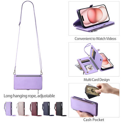 Leather Crossbody Wallet Phone Case For Xiaomi Redmi Note 8 9 10 11 12 13 Pro 9S
