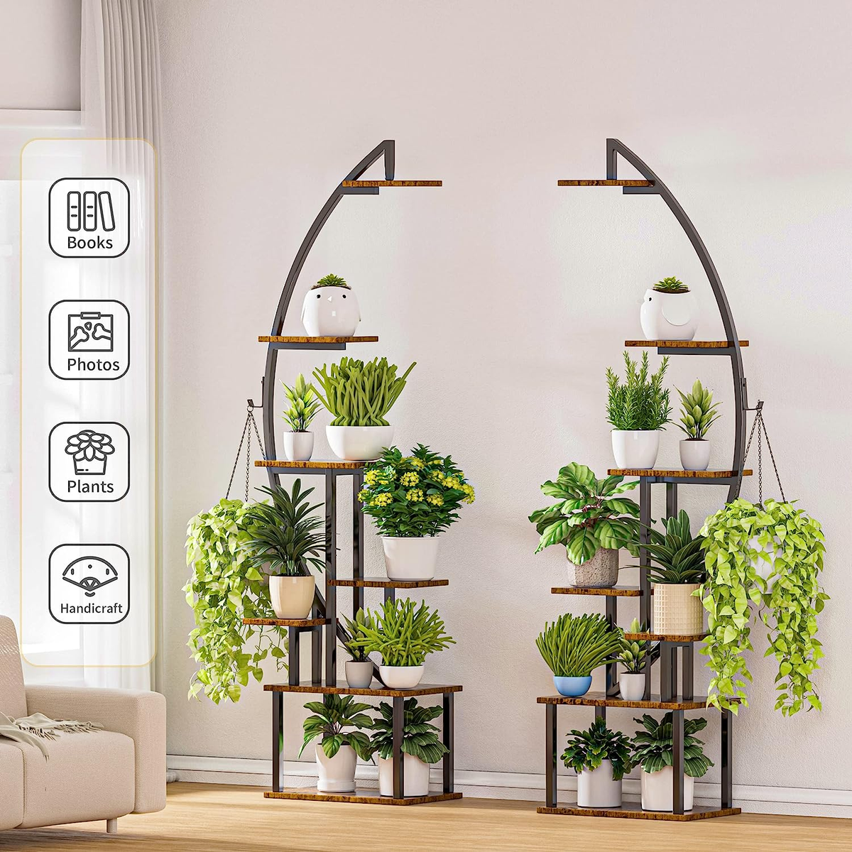 Tall Plant Stand Indoor with Grow Light, 7 Tiered Metal Plant