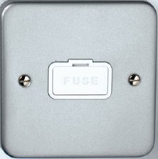 Deta 13 amp Fused Unswitched Connection Unit in Polished Chrome, White Insert