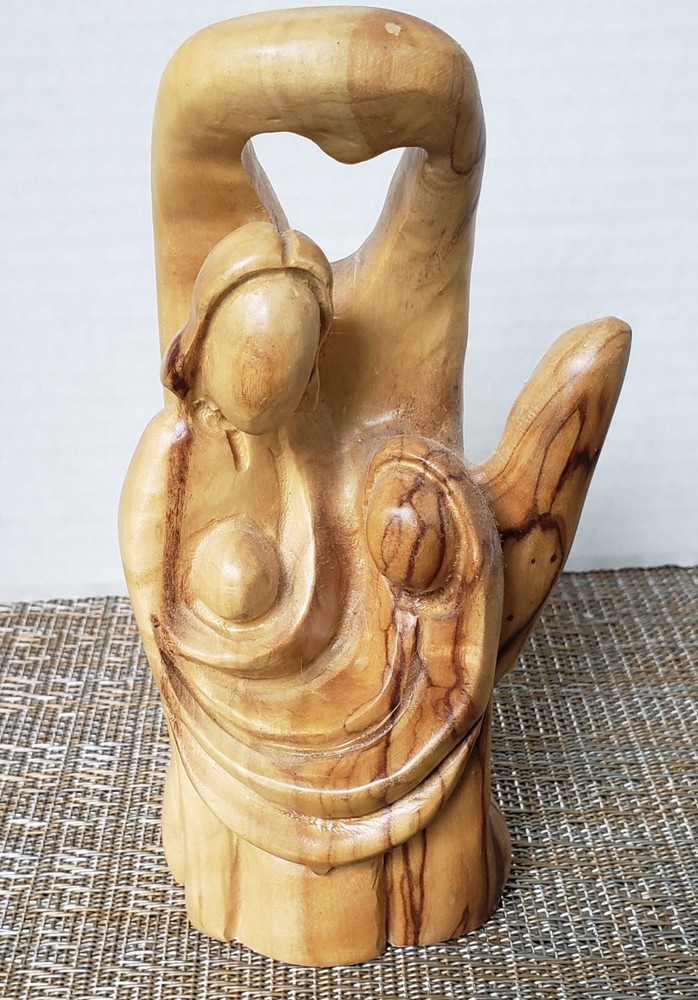 Holy Family Hand Carved Statue Figurine in Olive Wood from Holy Land Bethlehem