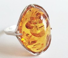 BALTIC AMBER 100 925 STERLING SILVER RING GORGEOUS NATURAL Amber 2.7gr SZ 6.5