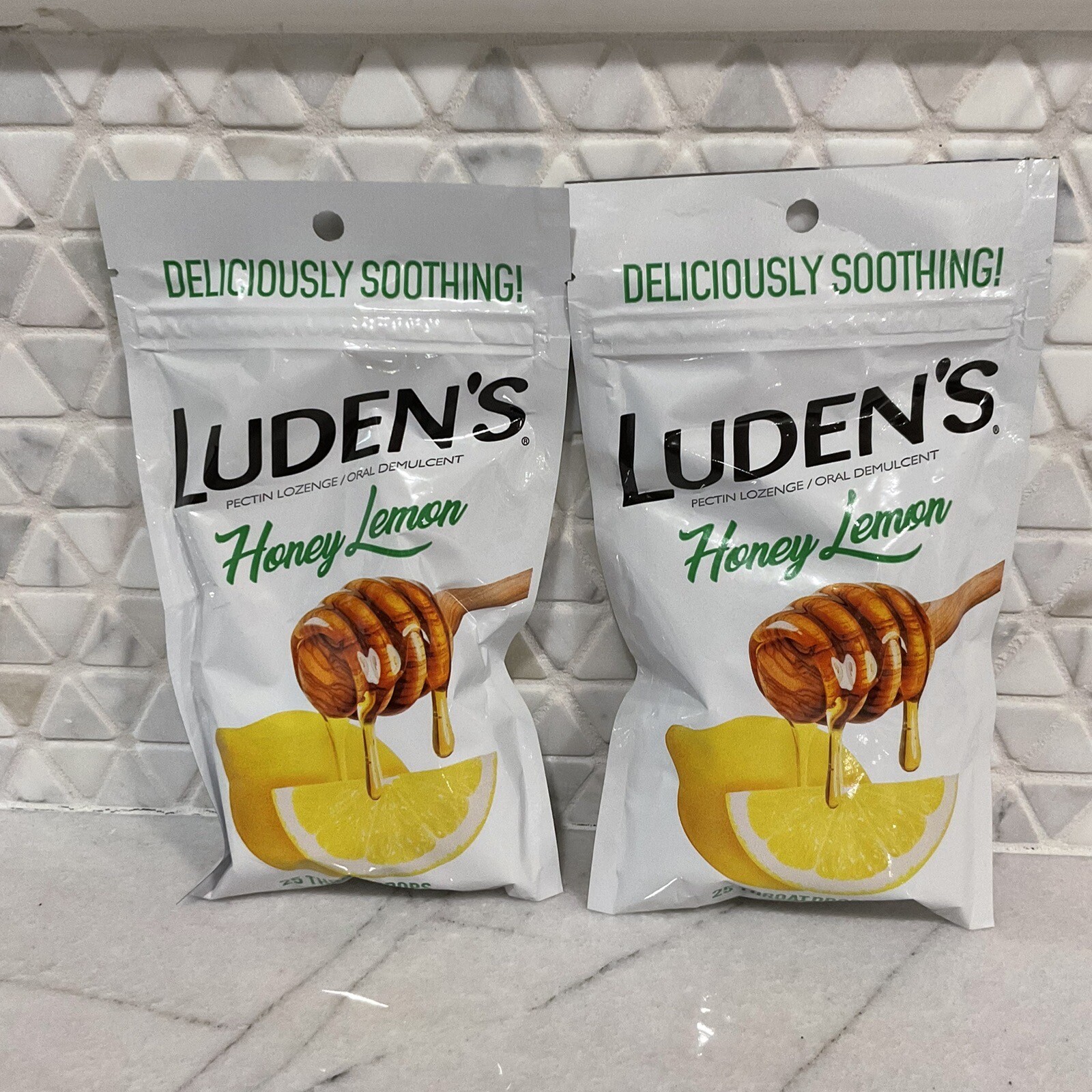 (2 Packs) Luden's Honey Lemon Throat Drops Lozenges 25 Counts Each Exp