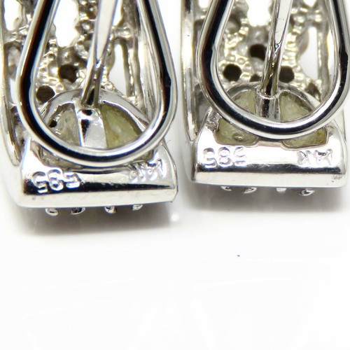 NYJEWEL 14k White Gold Diamond X Omega Back Earrings - Picture 4 of 5
