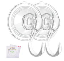 2PCS CLEAR SUCTION CUP HOOKS DOOR WINDOW BATHROOM WREATH HANGER 22LB HEAVY DUTY