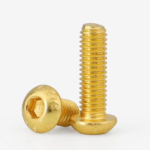 10pcs M2-M8 Steel Ti-plated Gold Button Head Socket Cap Screw Hex Allen Bolt - Picture 2 of 12