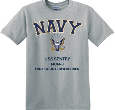 USS SENTRY  MCM-3 * MINE COUNTERMEASURES *EAGLE*SHIRT. OFFICIALLY LICENSED