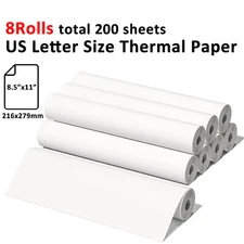 8 Rolls Thermal Printer Paper 8.5" x 11" US Letter Size Quick-Dry Thermal Paper