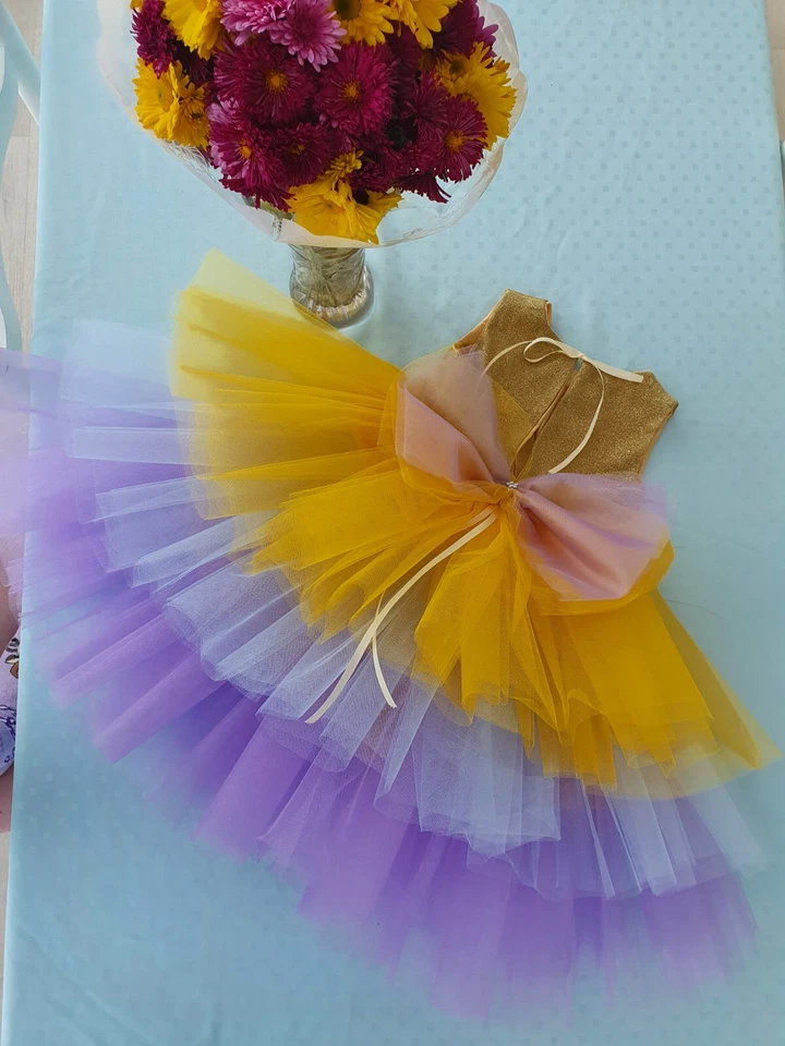 puffy rainbow dress for girls with tulle - Image 3 of 4
