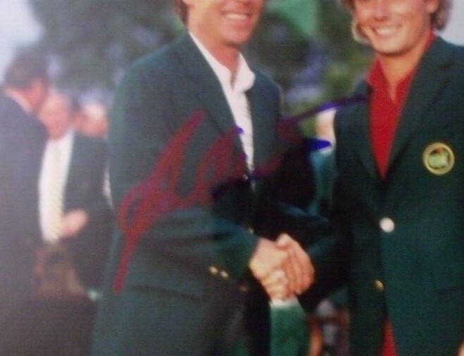 BEN CRENSHAW Autographed Signed HAND MASTERS GREEN JACKET W/LANGER COLOR 8X10 PHOTO PSA/DNA 