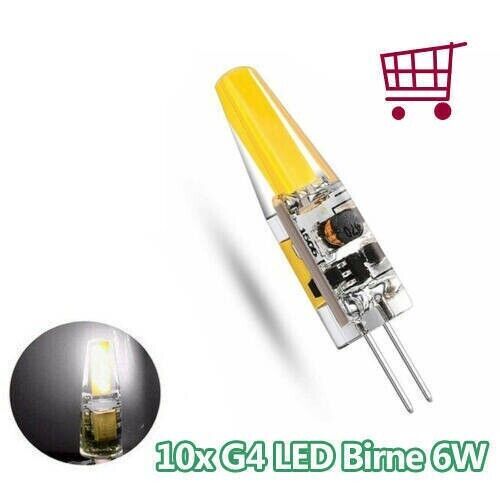 10x G4 LED Bulb 6W Cold White COB AC/DC 12V Dimmable Lamp Light Pen Base- 10x G4 LED Bulb 6W Cold White COB AC/DC 12V Dimmable Lamp Light Pen Base-