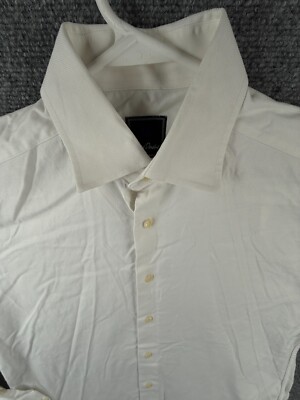 david donahue white dress shirt David Donahue White 15.5 34/35 Button Up Dress Shirt Long Sleeve Cotton  Woven