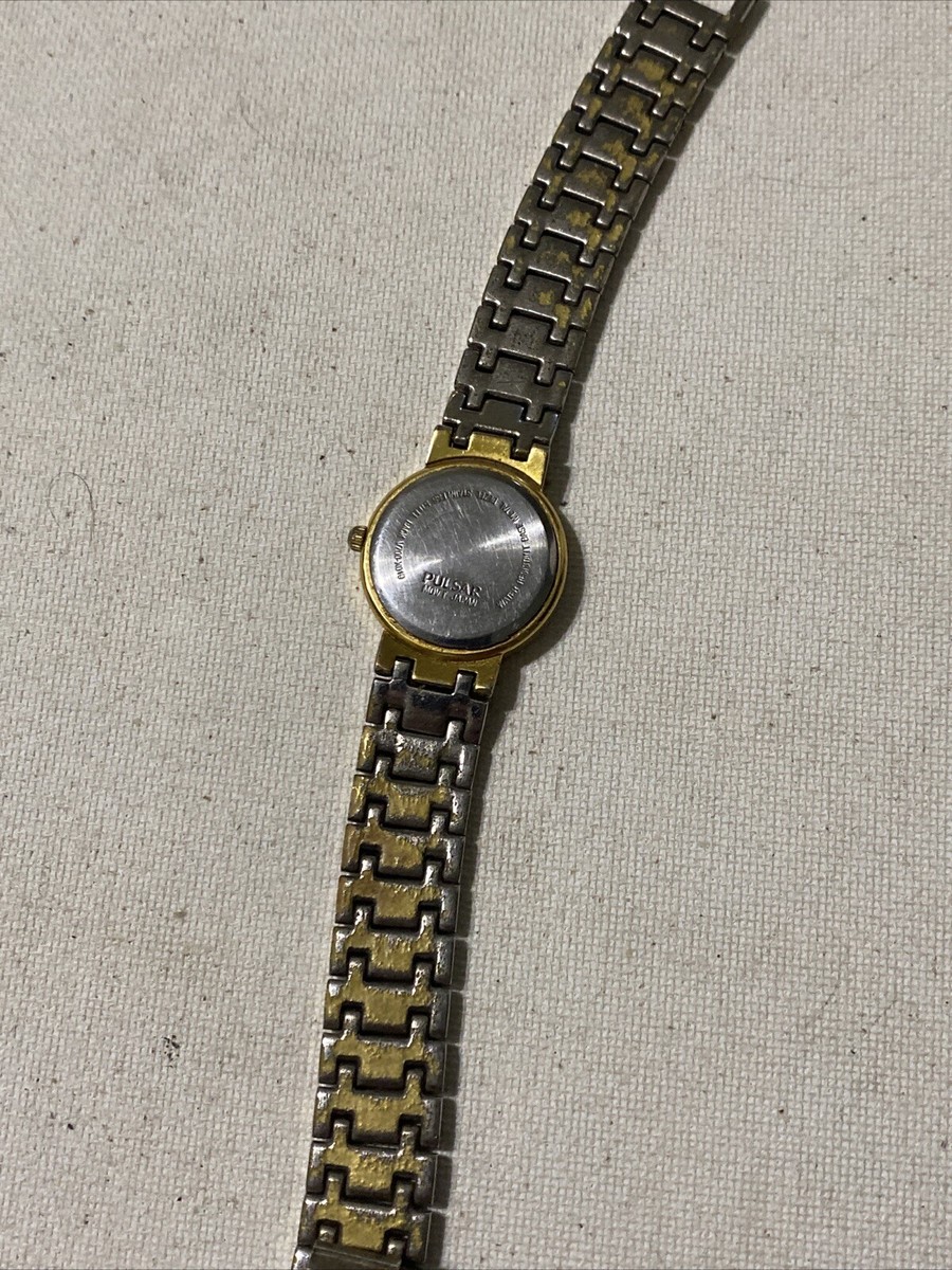 Pulsar Gold V700-x019 Japan Ladies Vtg Watch Quartz Stainless for
