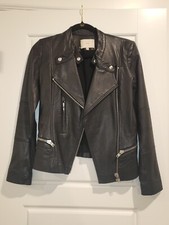 Iro Black Leather Jacket Coat Women Sz 36 Xs Small 0