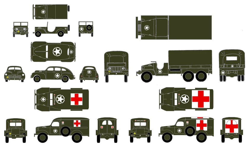 K4 O 1:48 Scale Decals USA World War II Army Jeep Truck Vehicle Circle Star - Image 3 of 3