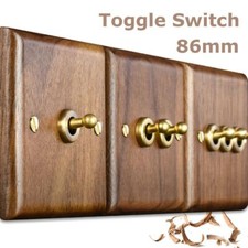 Black Walnut Wood Retro Home Light Switch Brass Lever 86mm Toggle Switch