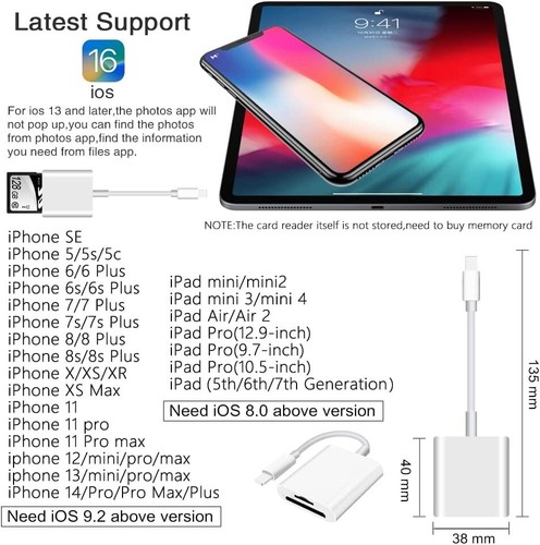 Le lecteur de carte mémoire prend en charge la visionneuse de caméra de piste pour iPhone iPad - Photo 3/6