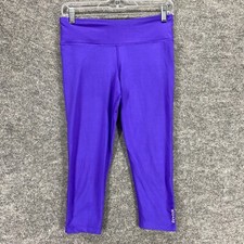 Reebok Activewear Pants S Blue Elastic Waist Logo Mid Rise Leggings Capri Yoga