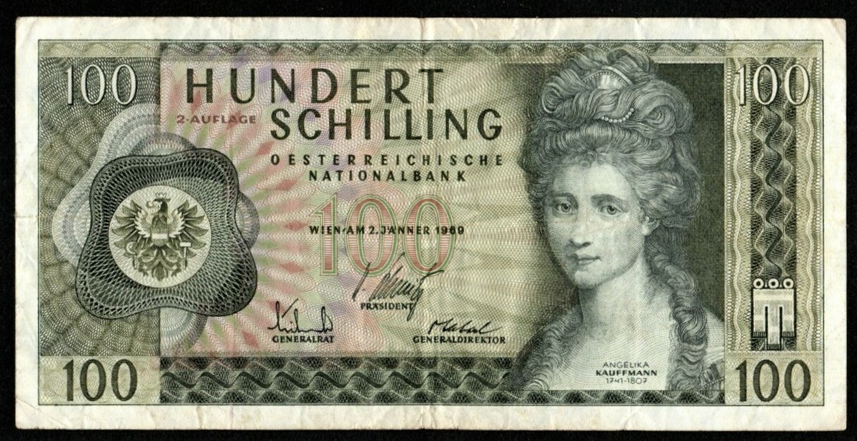 1969 AUSTRIA 100 SCHILLING BANKNOTE SERIE #B249795L