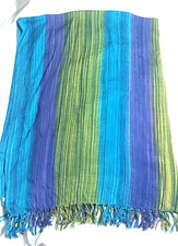Rayon Multicolor Striped Shawl Wrap Throw 48 x 72"