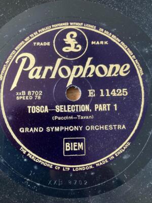 1946 GRAND SYMPHONY ORCHESTRA 12'' 78 TOSCA  SELECTION PARLOPHONE E11425