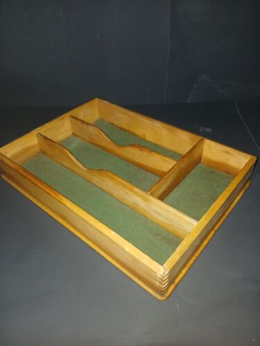 1950s Wooden Compartmented Cutlery Tray - Picture 1 of 2