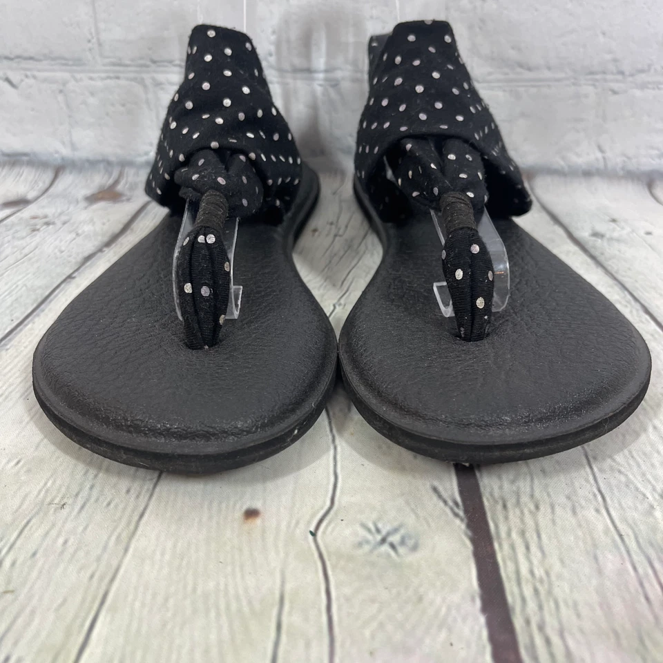 Sanuk Sandalia Mujer Talla 10 Yoga Mat Tanga Plano Lunares Eslinga Chanclas Foto 2 de 4
