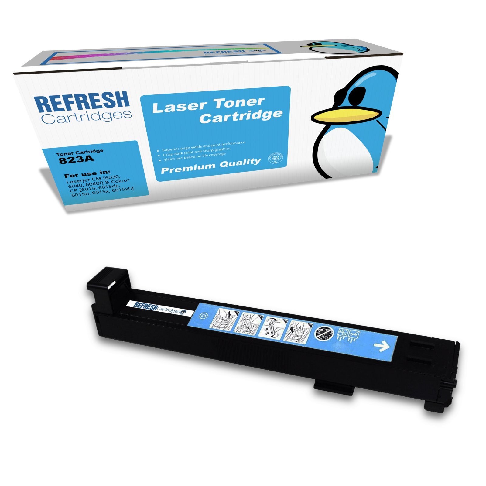 Refresh Cartridges Replacement Cyan CB381A/823A Toner Compatible With HP Printer