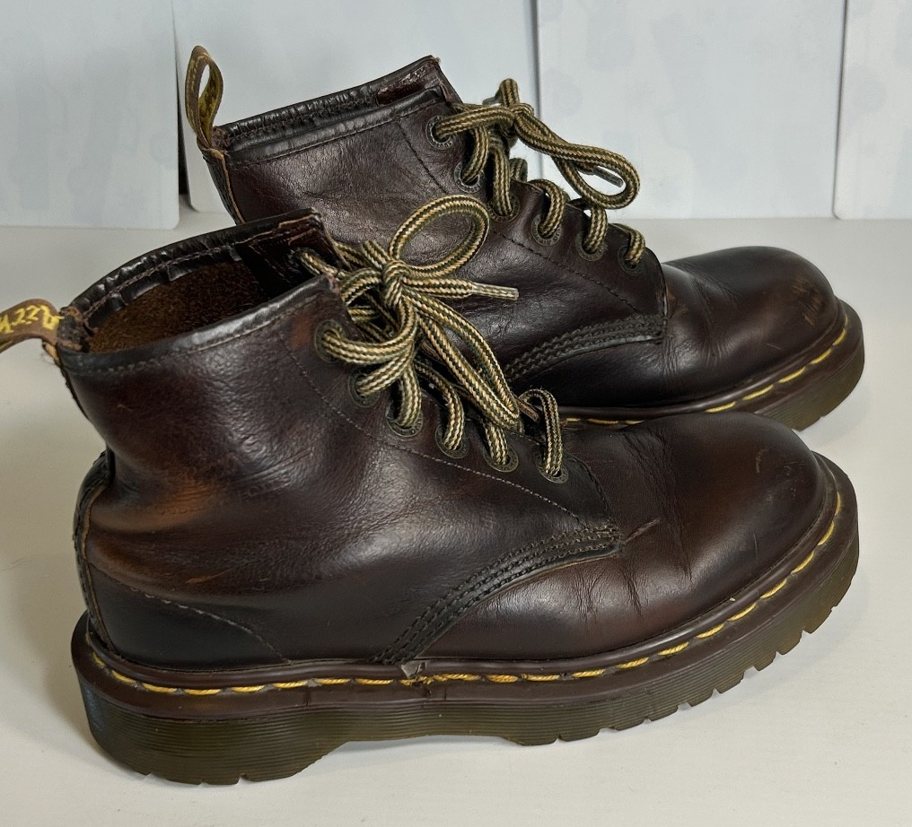 Vintage 90s Dr Martens Brown Boots Made in England Doc