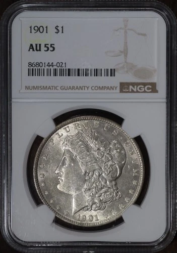 1901 P Morgan Silver Dollar $1 - NGC AU55 - Scarce Better Date SKU#595