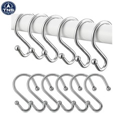 Elegant S-Shape Shower Curtain Hooks 12 Metal Rings for Stylish Bathrooms