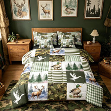 Kids Mallard Duck Twin Bed Set - 7 Piece Comforter  Sheet Set for Boys  Girls