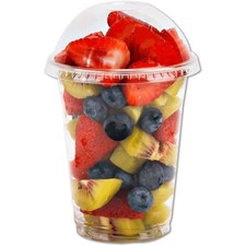12 oz Clear Plastic Cups with Dome Lids No Hole - 30 Sets PET Disposable