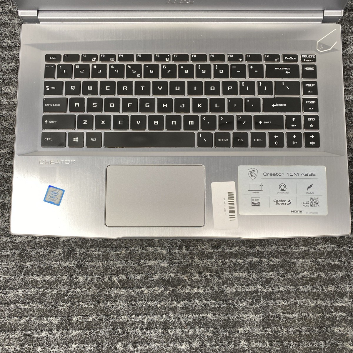 MSI Creator 15M A9SE i7-9750H 2.60GHz 32GB RAM 512GB NVMe 6GB RTX 