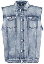 Black Premium by EMP Herren ärmellose blaue Jeansweste mit Hemdkragen
