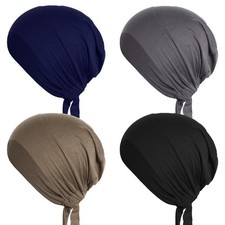 Under Scarf Hats 4 PCS Hijab Caps Bonnet Adjustable Tie Back Closure